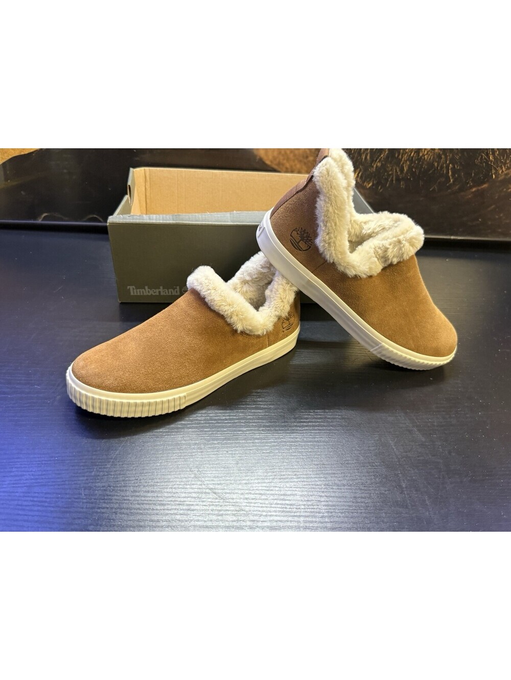 Timberland A2C2J Women’s 7.5 Brown Suede Faux Fur Slip-On Shoes - Picture 12 of 12